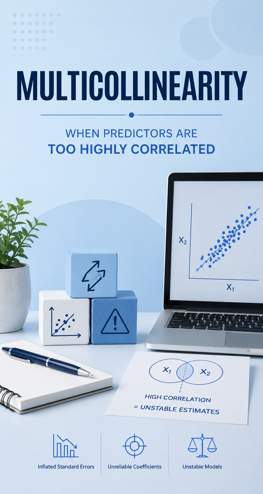Diagram showing two overlapping circles representing correlated predictor variables